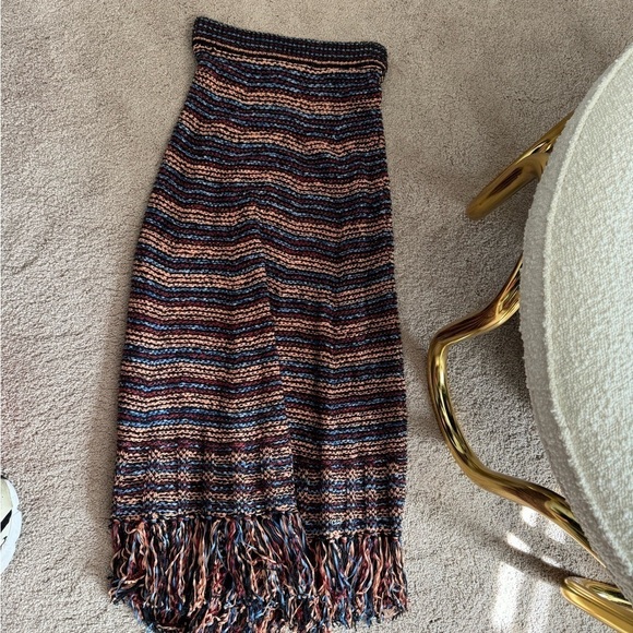 Ulla Johnson-SET Multicolored Stripe Shortsleeve Top and Matching Fringe Skirt - Picture 7 of 12